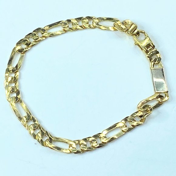 14K yellow gold 6.60mm Figaro bracelet 8.25" 13.5gm JR7826